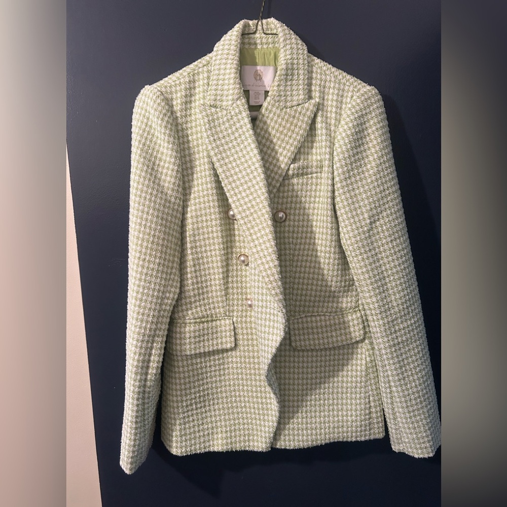 House of Harlow Green/White Houndstooth Blazer XS
